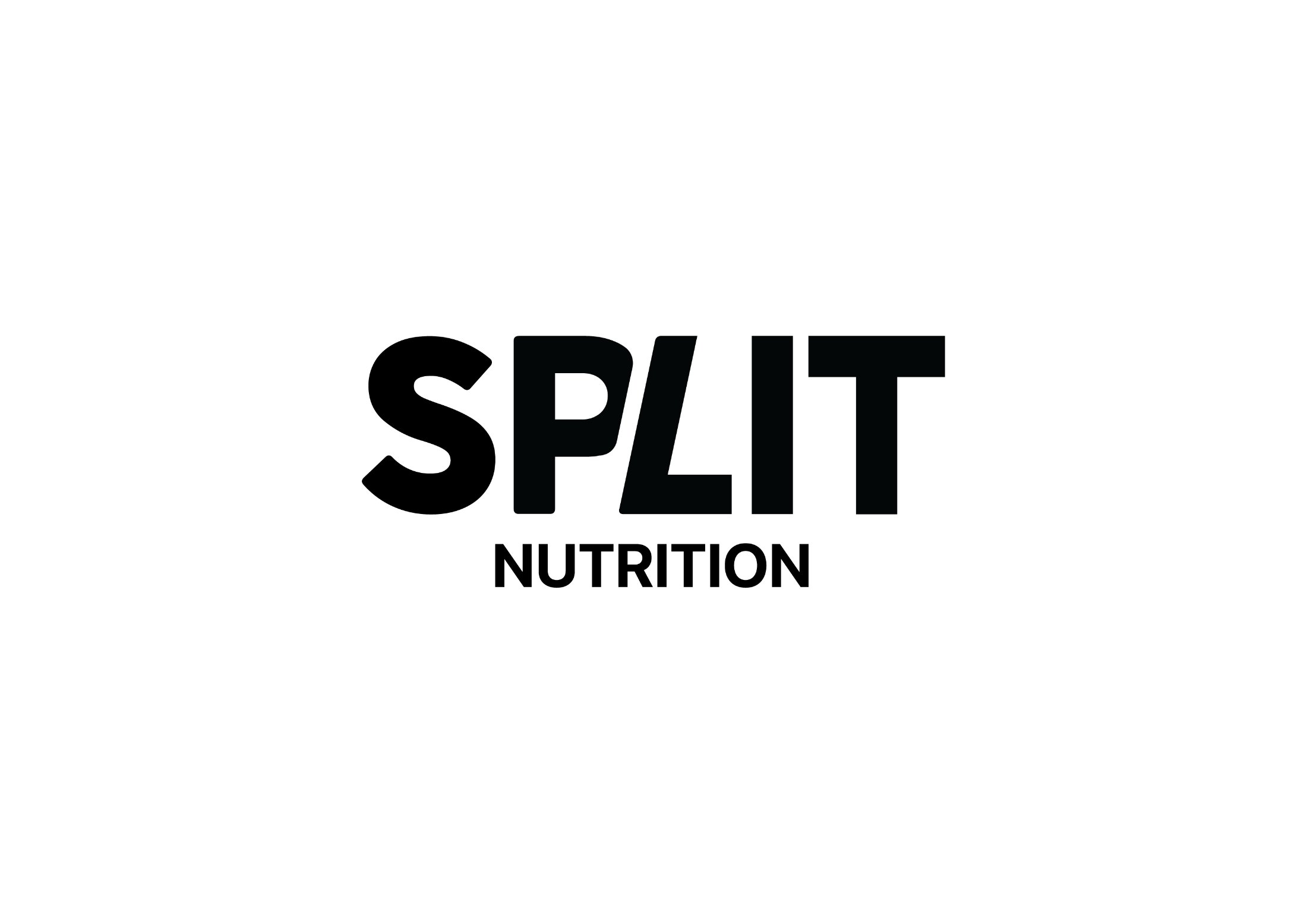 Split Nutrition logo in black: the P and L cut by one diagonal, Jon Filin
